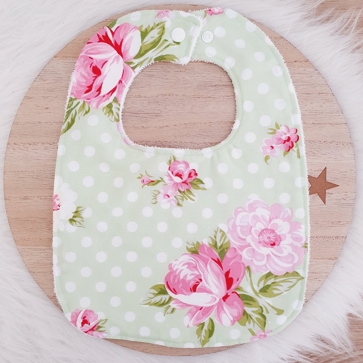 Roses Bib, Handmade Baby Bib, Feeding Bib