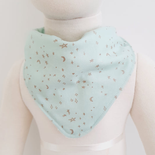 STARRY NIGHT MINT Bandana Dribble Bib - Bamboo Backed Ultra Absorbent Bib