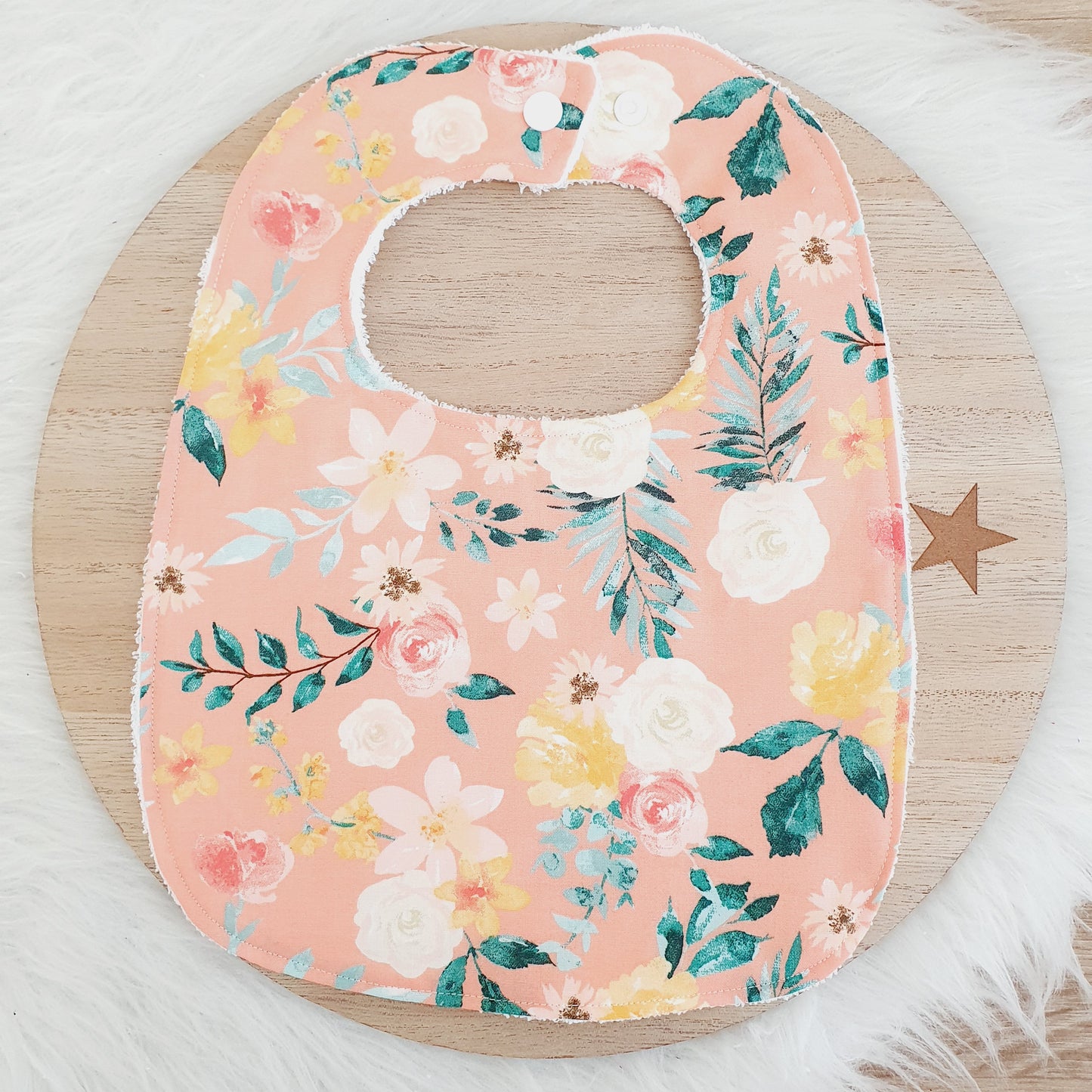 Bib, Handmade Baby Bib, Large Feeding Bib - Floral