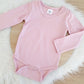Dusty Pink Long Sleeve Basic Bodysuit, Size 0