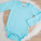 Blue Long Sleeve Basic Bodysuit, Size 1