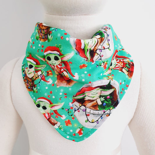 GROGU CHRISTMAS print Bandana Dribble Bib - Bamboo Backed Ultra Absorbent Bib