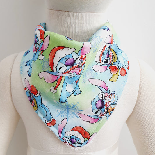 CHRISTMAS STITCH print Bandana Dribble Bib - Bamboo Backed Ultra Absorbent Bib