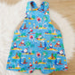 SURFING SANTA Overalls, Baby / Toddler Overalls, Short Leg Romper, Christmas Outfit Size 2