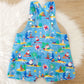 SURFING SANTA Overalls, Baby / Toddler Overalls, Short Leg Romper, Christmas Outfit Size 2