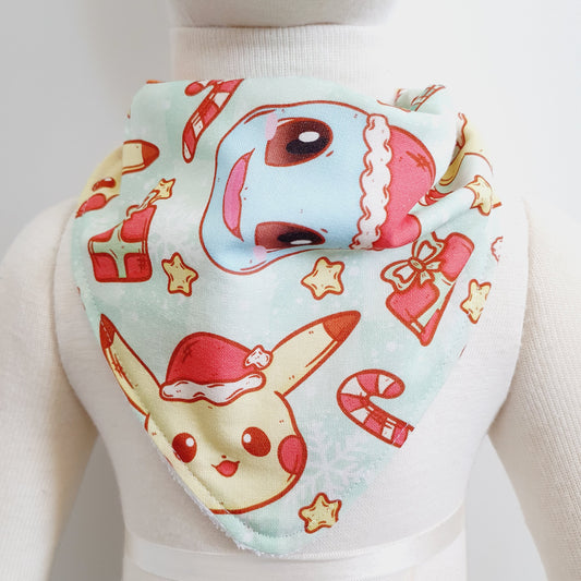 POKEMON CHRISTMAS print Bandana Dribble Bib - Bamboo Backed Ultra Absorbent Bib
