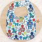 Robots Bib, Handmade Baby Bib, Large Feeding Bib