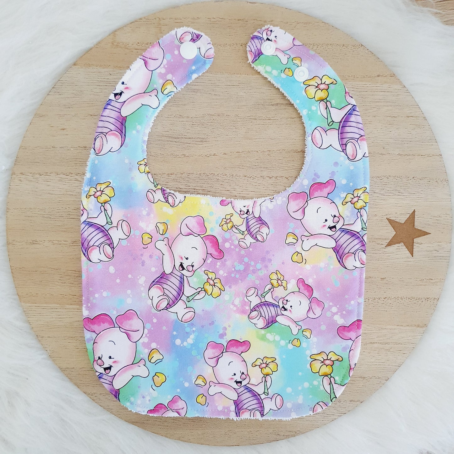 Piglet print Bib, Handmade Baby Bib, Feeding Bib