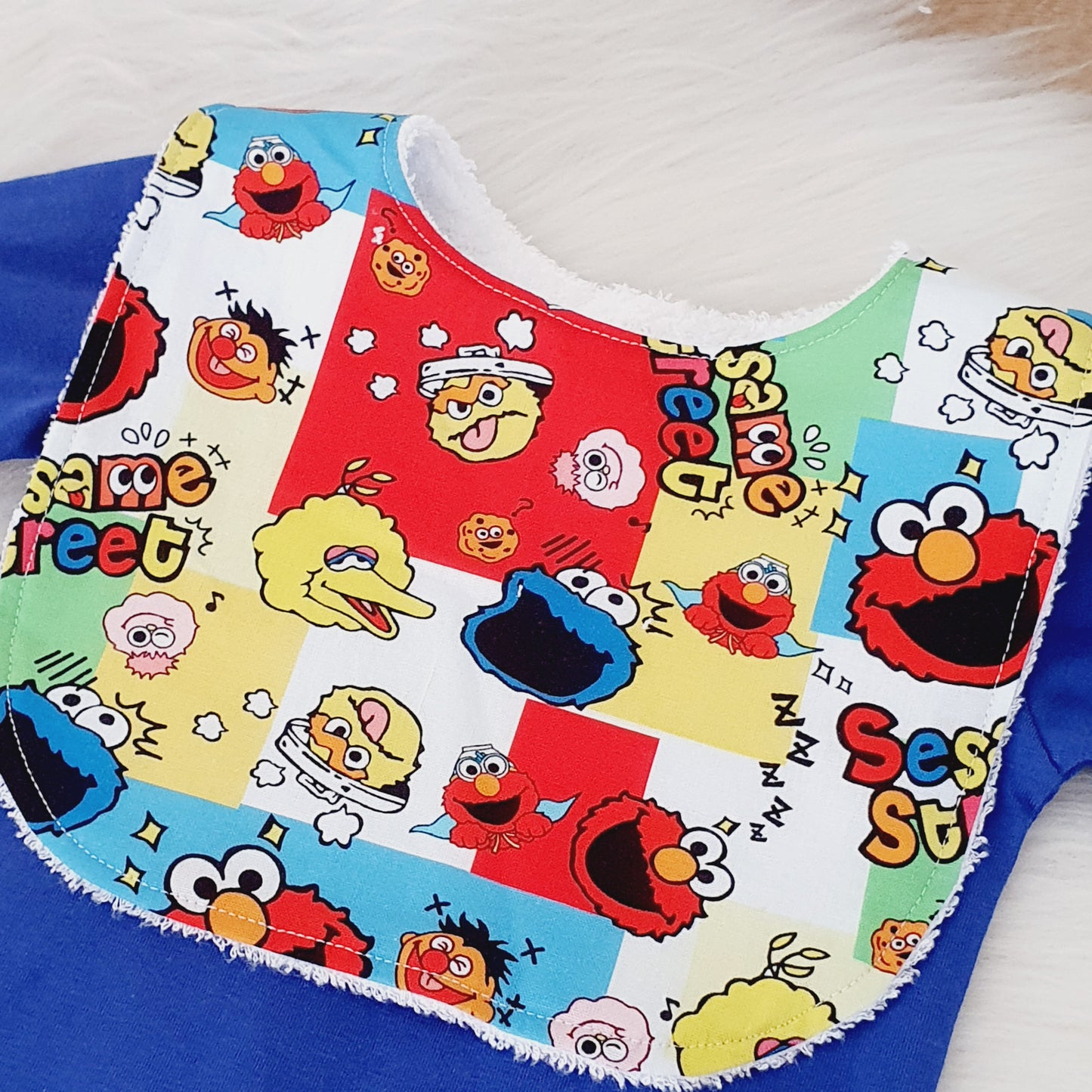 Sesame Street print Bib, Handmade Baby Bib, Feeding Bib