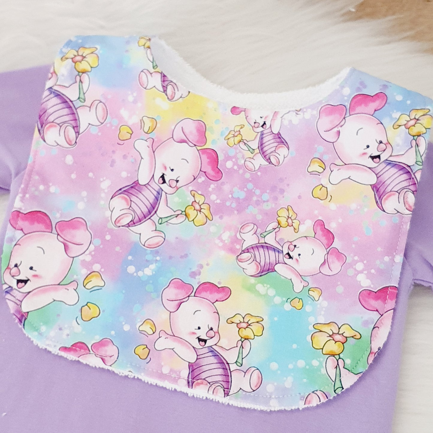 Piglet print Bib, Handmade Baby Bib, Feeding Bib