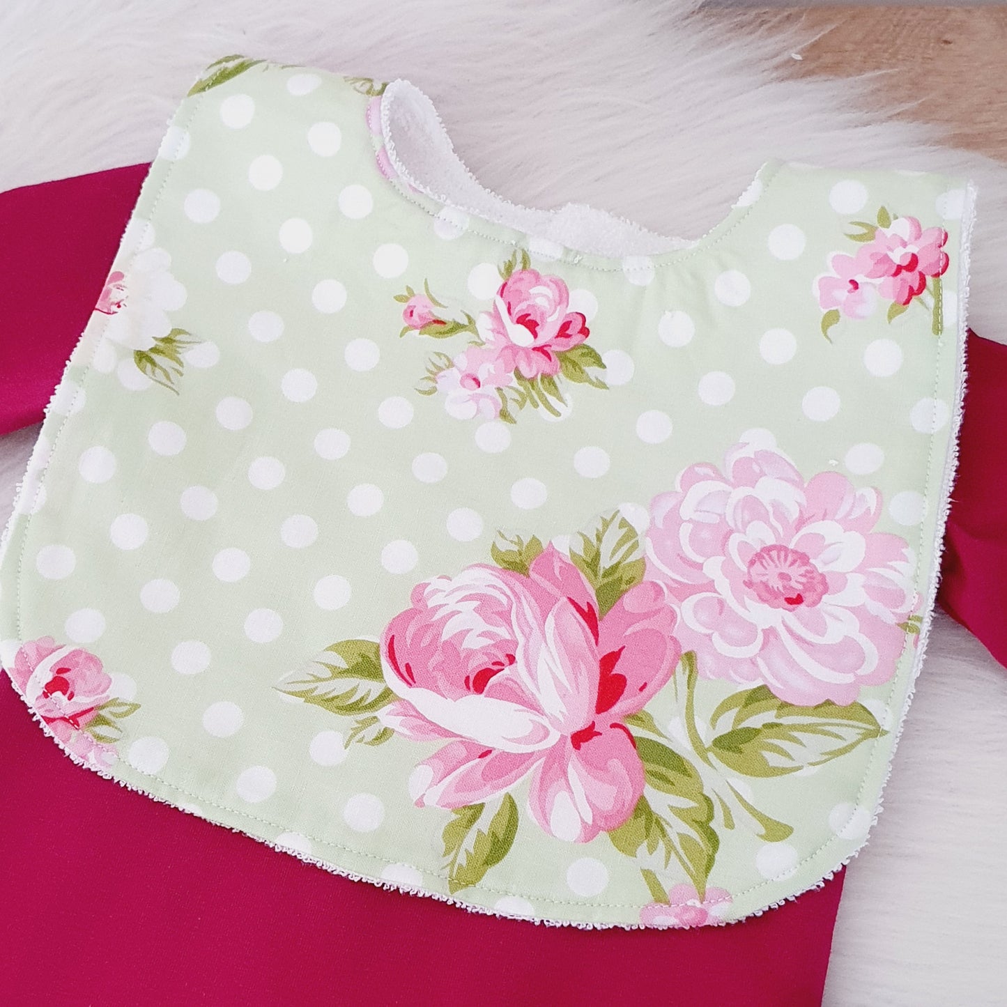 Roses Bib, Handmade Baby Bib, Feeding Bib