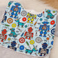 Robots Bib, Handmade Baby Bib, Large Feeding Bib