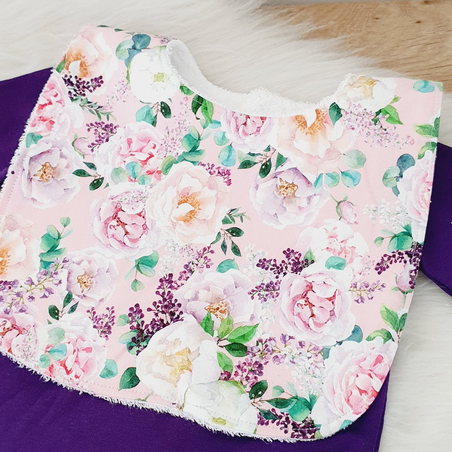 Floral Bib, Handmade Baby Bib, Large Feeding Bib