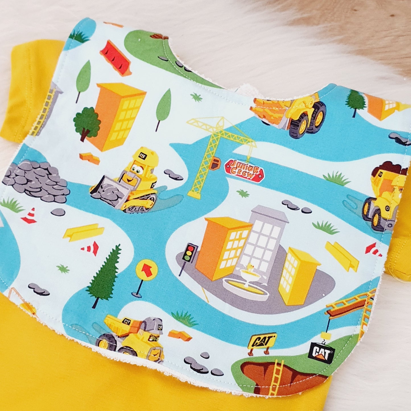 Bib, Handmade Baby Bib, Large Feeding Bib - Construction