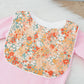 Peach Floral Floral Bib, Handmade Baby Bib, Feeding Bib