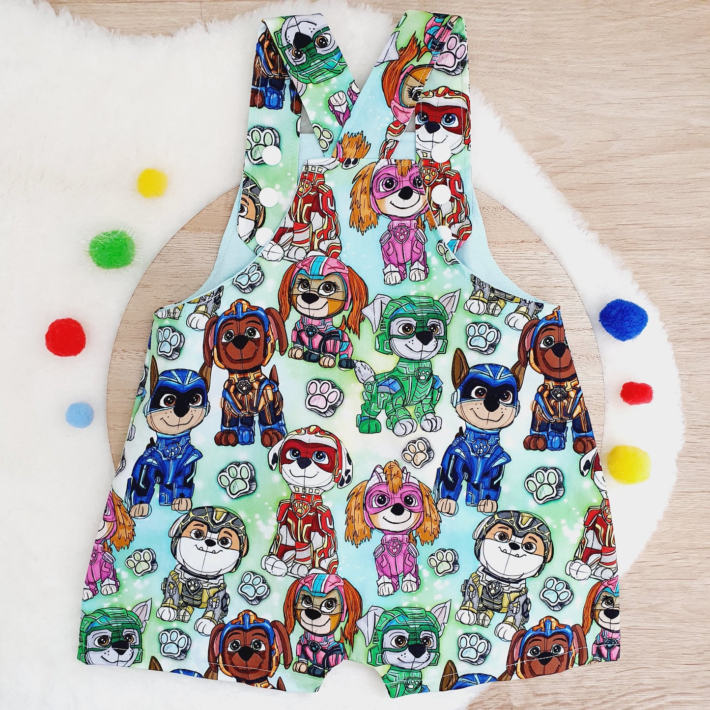 PAW PATROL print Overalls, Baby Overalls, Short Leg Romper, Size 1