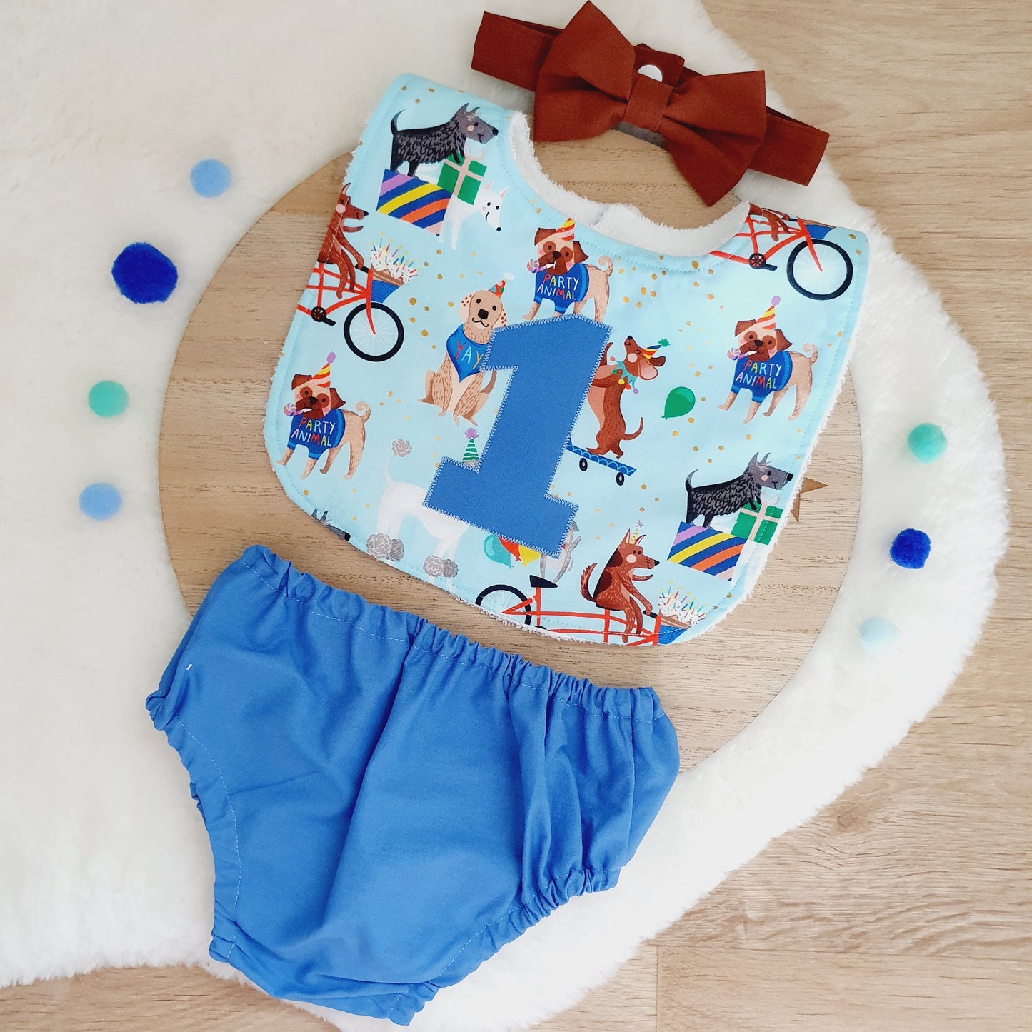 Dogs print 1st Birthday, Cake Smash Outfit, Size 0