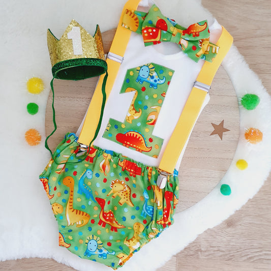 DINOSAURS Boys 1st Birthday Outfit, Size 0