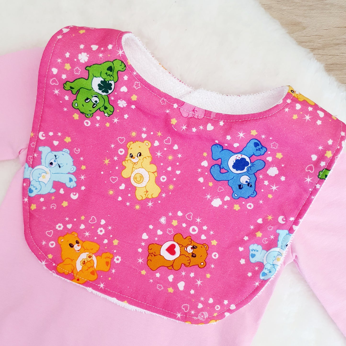 Care Bears print Bib, Handmade Baby Bib, Feeding Bib