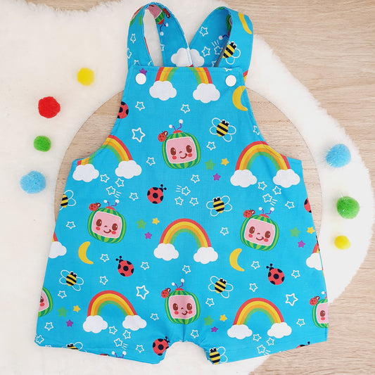 COCOMELON print Overalls, Baby Overalls, Short Leg Romper, Size 1