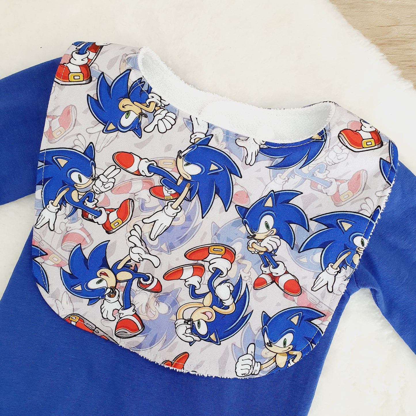 Sonic print Bib, Handmade Baby Bib, Feeding Bib