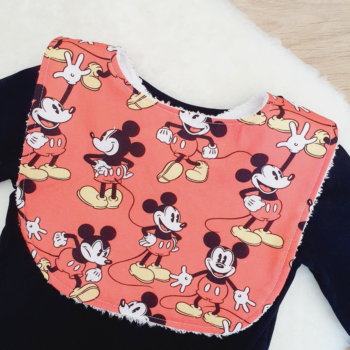 Bib, Handmade Baby Bib, Feeding Bib - MOUSE print
