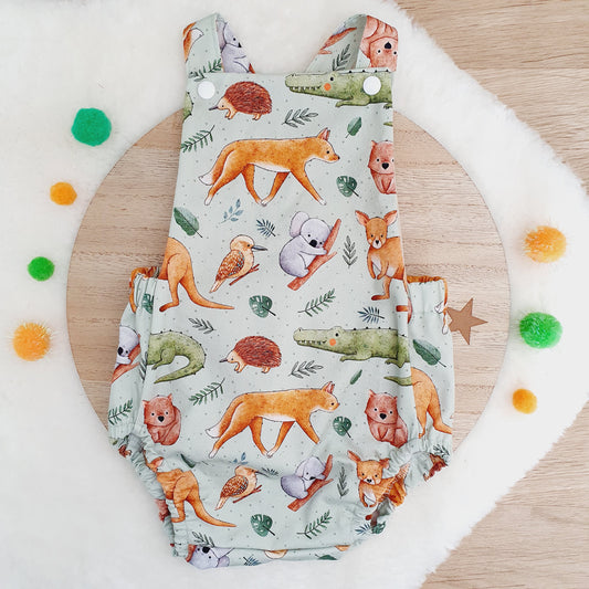AUSTRALIAN ANIMALS print Baby Romper, Size 0