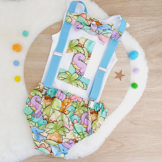 DINOSAURS print Boys 1st Birthday Outfit, Size 1