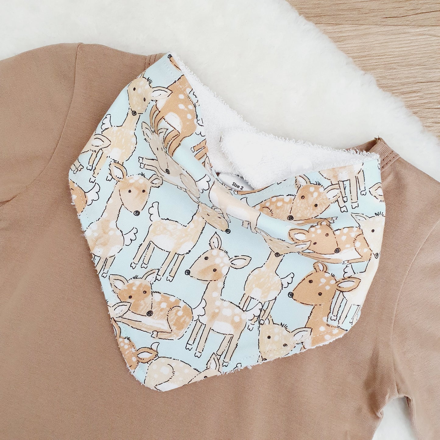 Fawn print Bandana Dribble Bib - Bamboo Backed Ultra Absorbent Bib