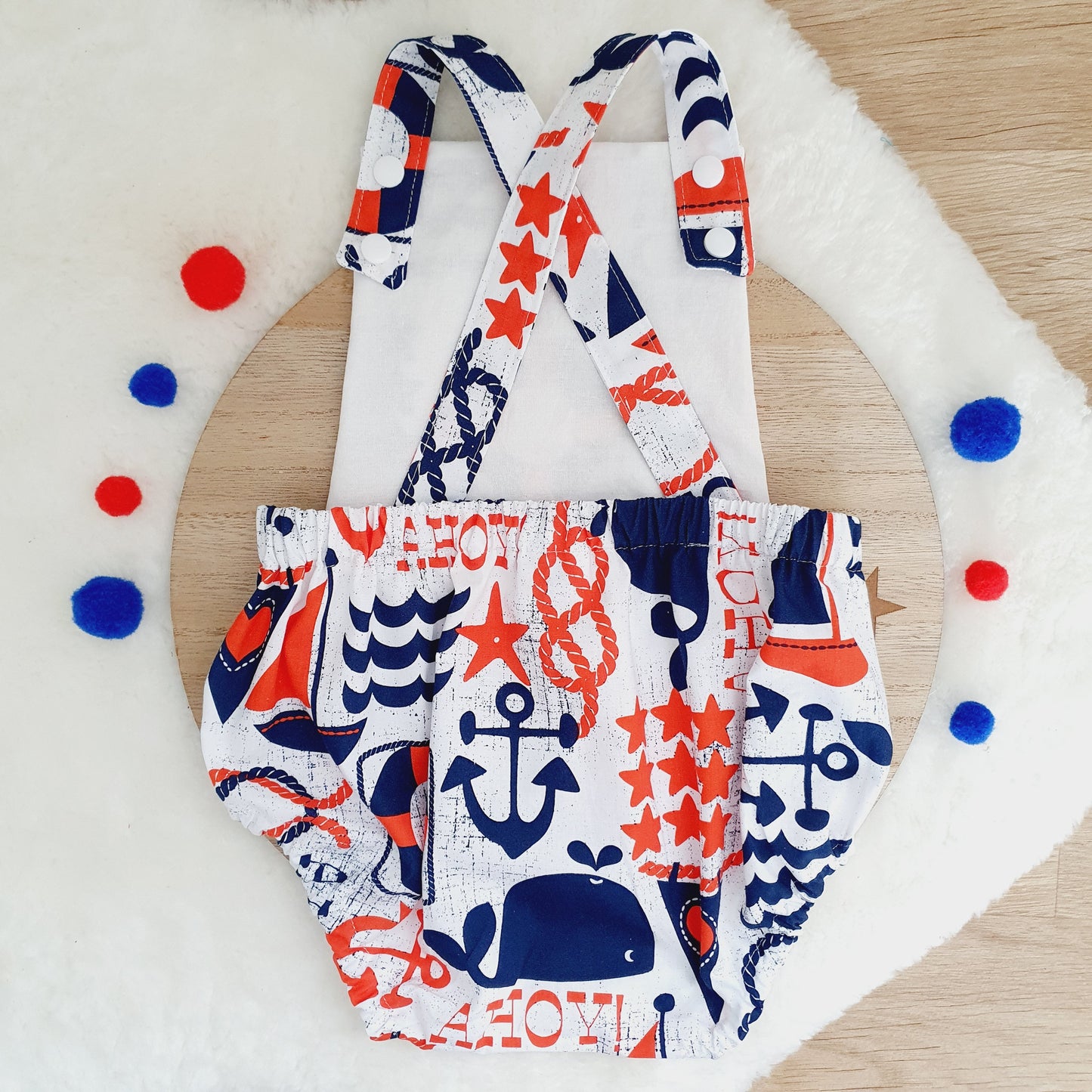 NAUTICAL print Baby Romper, Size 1