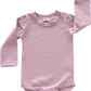 Dusty Pink Long Sleeve Basic Bodysuit, Size 0
