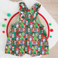 CHRISTMAS DOGS Overalls, Baby Overalls, Short Leg Romper, Size 1