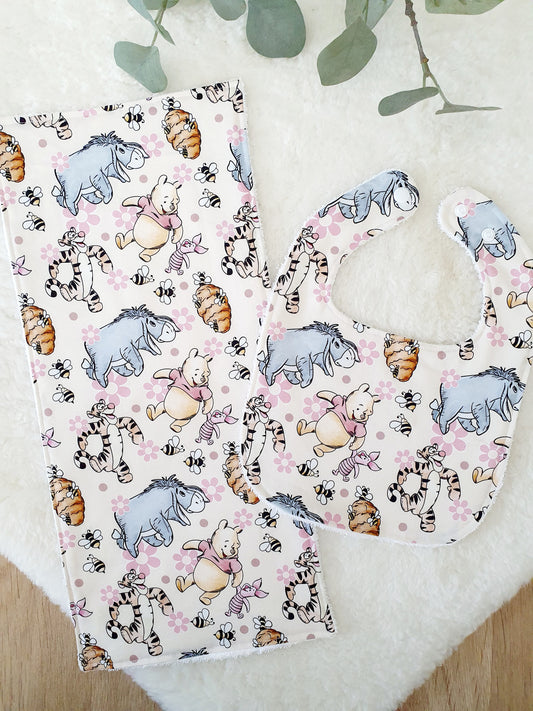 Baby Bib and Burp Cloth Gift Set, Baby Shower Gift, Newborn Gift, Baby Gift