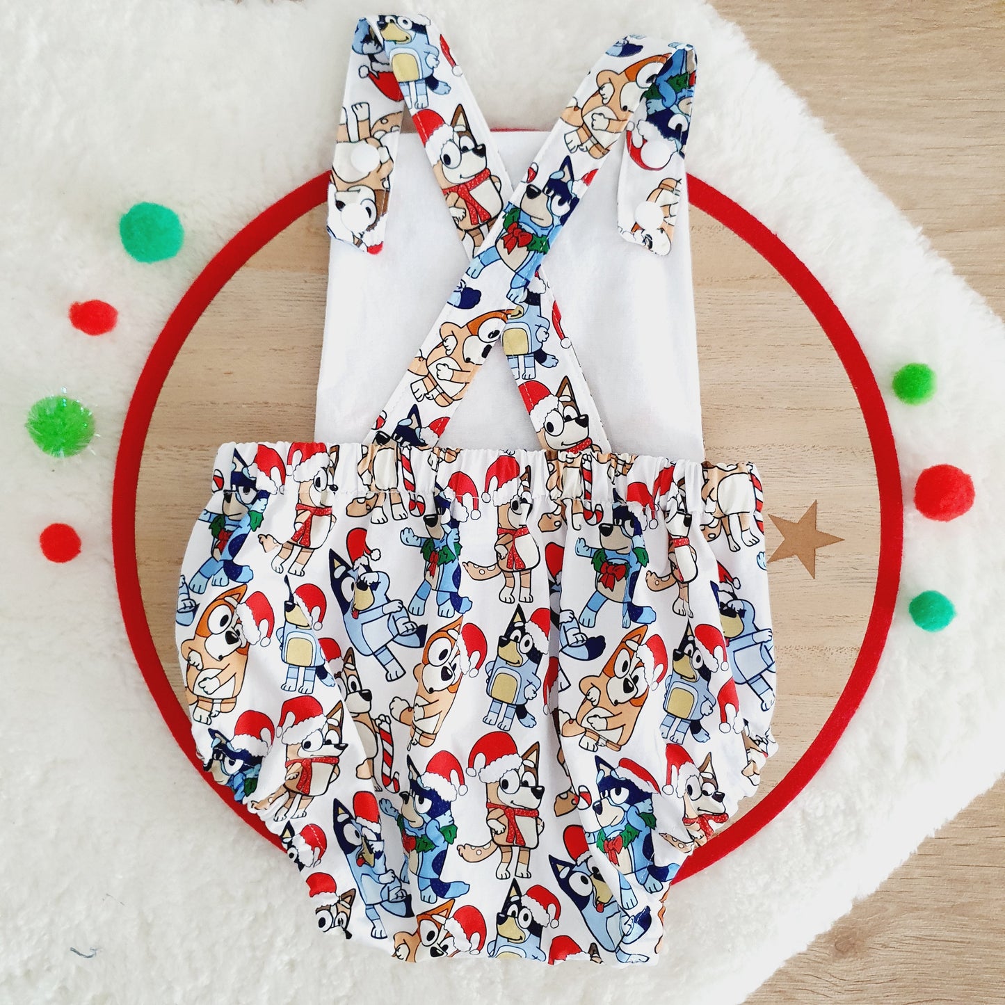 CHRISTMAS DOGS Baby Romper, Size 0
