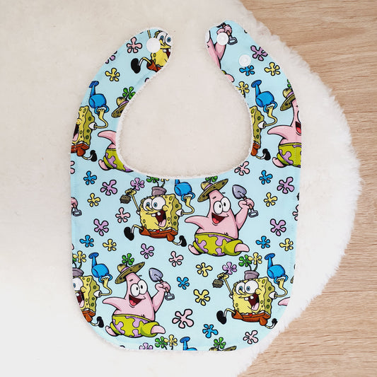 SPONGEBOB print Bib, Handmade Baby Bib, Feeding Bib