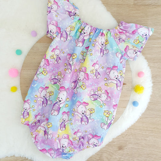 Piglet print Baby Girl Playsuit, Size 1, 1st Birthday / Cake Smash Outfit