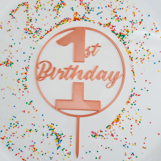 1st Birthday Cake Topper - Rose Gold