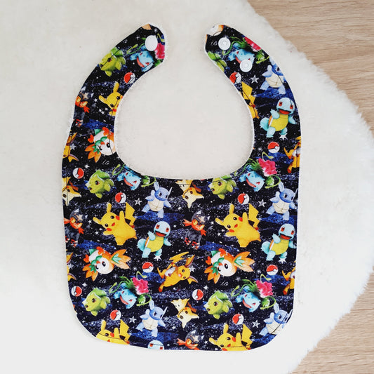 POKEMON print Bib, Handmade Baby Bib, Feeding Bib