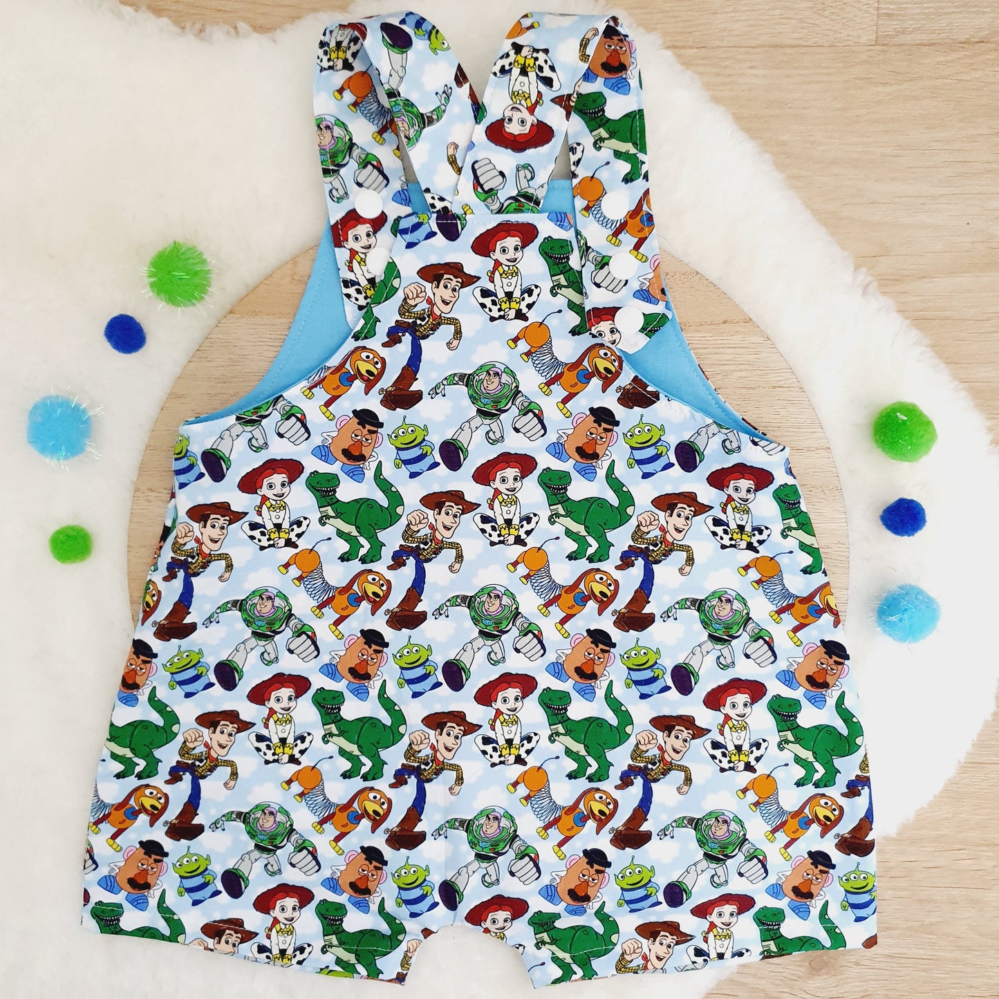TOY STORY print Overalls, Baby Overalls, Short Leg Romper, Size 1