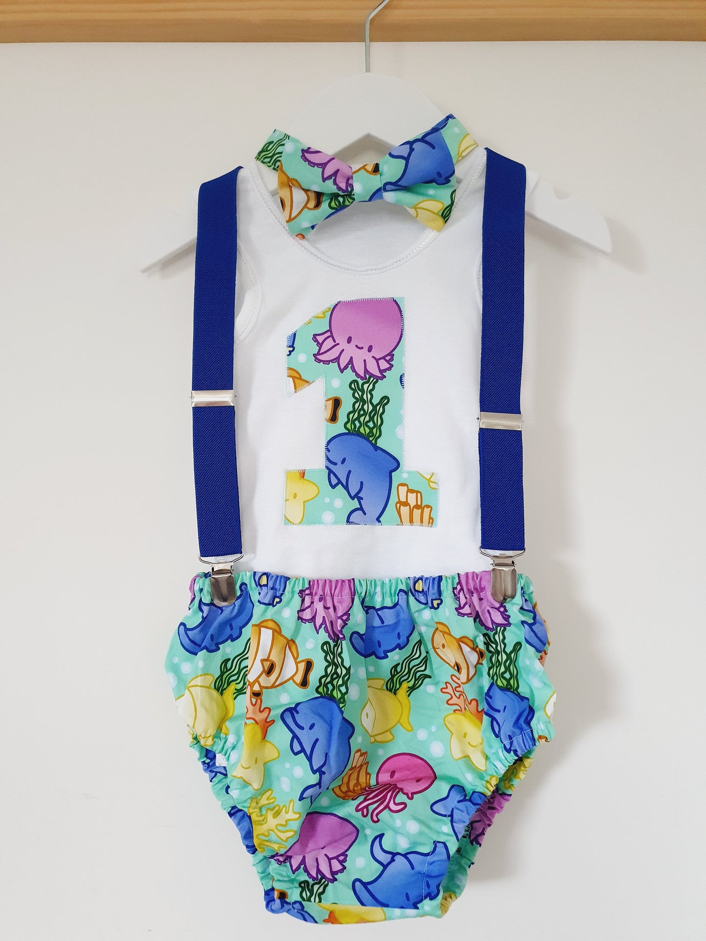 Sea Animals Boys 1st Birthday Outfit, Size 1