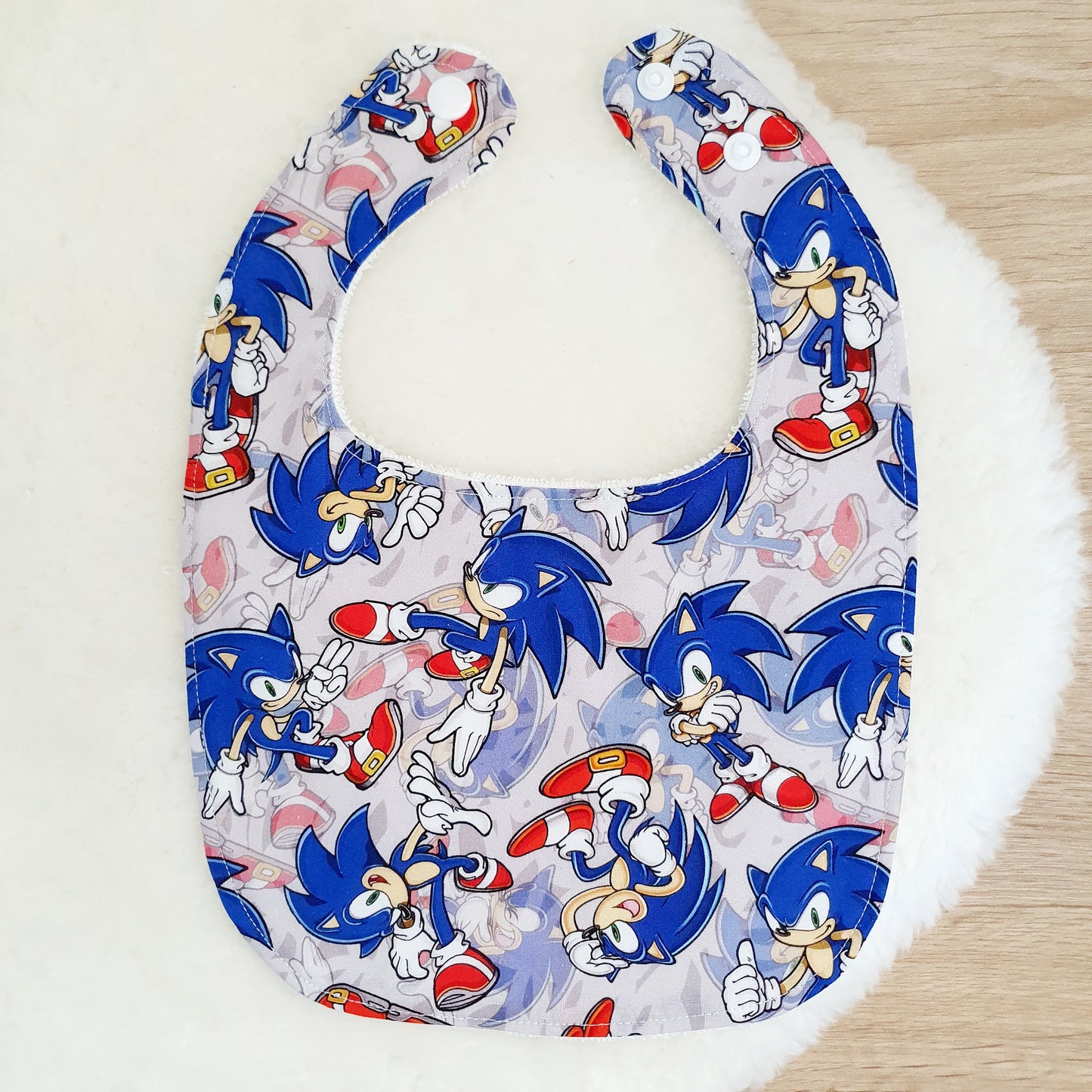 Sonic print Bib, Handmade Baby Bib, Feeding Bib