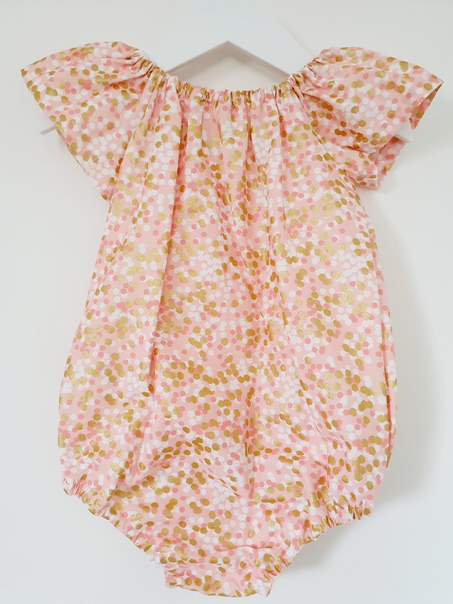 Rose / Gold Spots Baby Girl Playsuit, Size 1