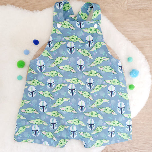 ALIEN HEADS print Overalls, Baby / Toddler Overalls, Short Leg Romper, Size 2