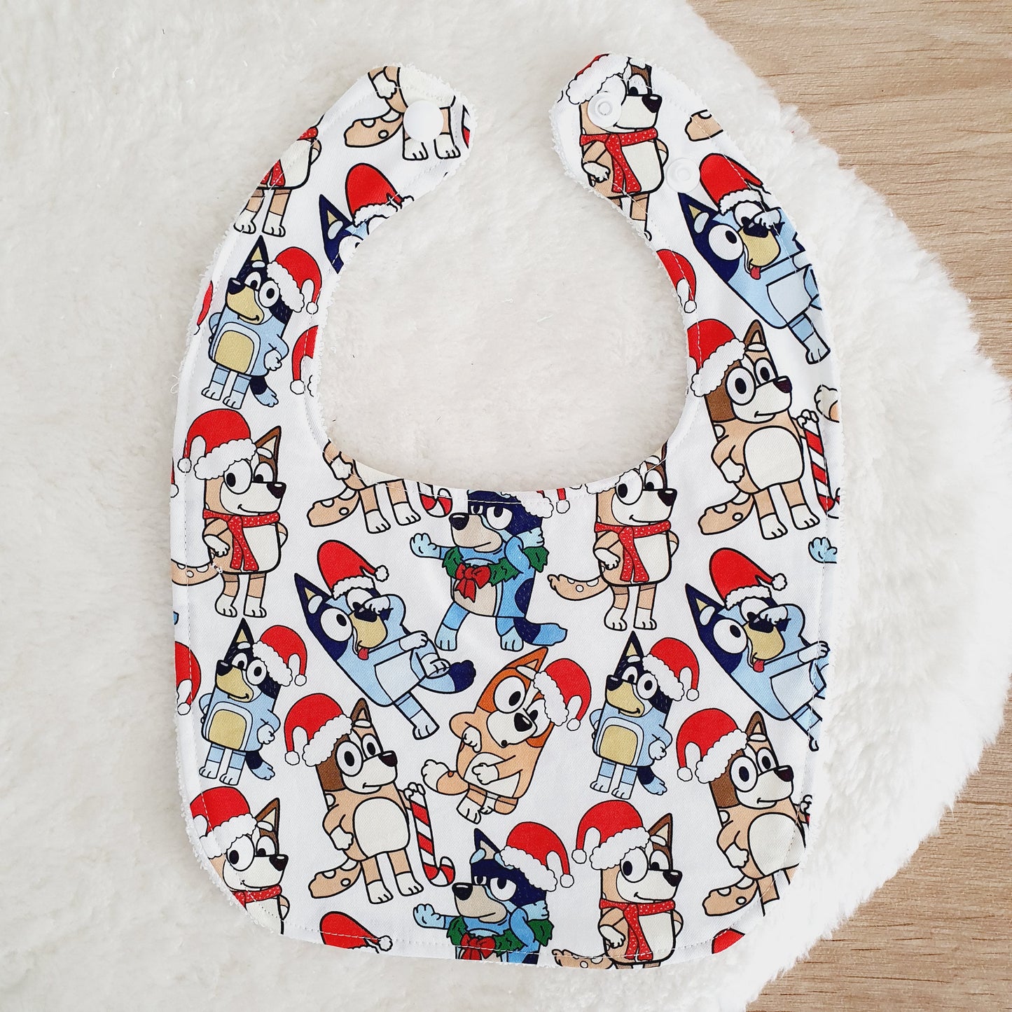 CHRISTMAS DOGS Bib, Handmade Baby Bib, Feeding Bib