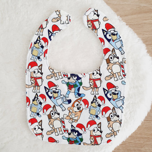 CHRISTMAS DOGS Bib, Handmade Baby Bib, Feeding Bib