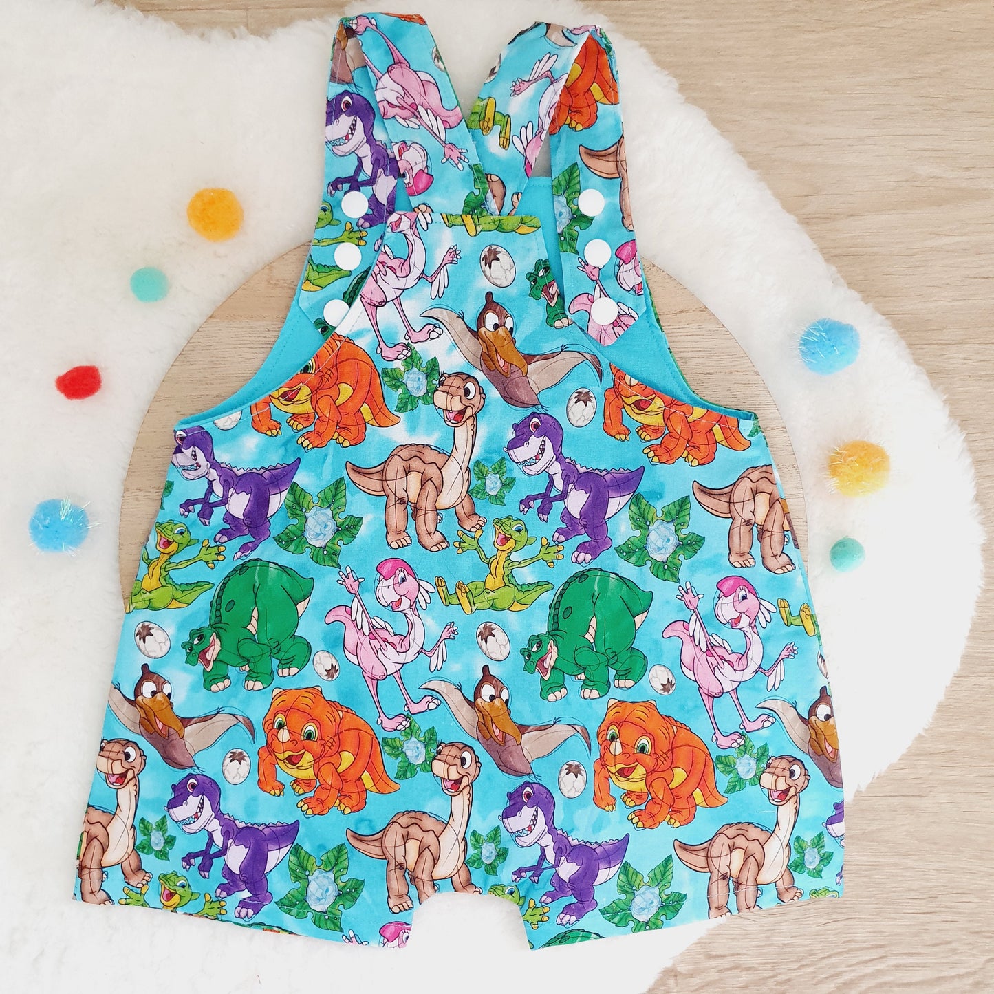 DINOSAURS print Overalls, Baby Overalls, Short Leg Romper, Size 1