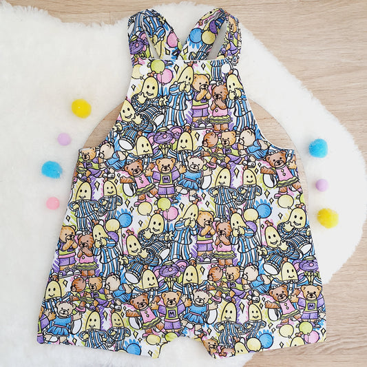 BANANAS print Overalls, Baby / Toddler Overalls, Short Leg Romper, Size 2