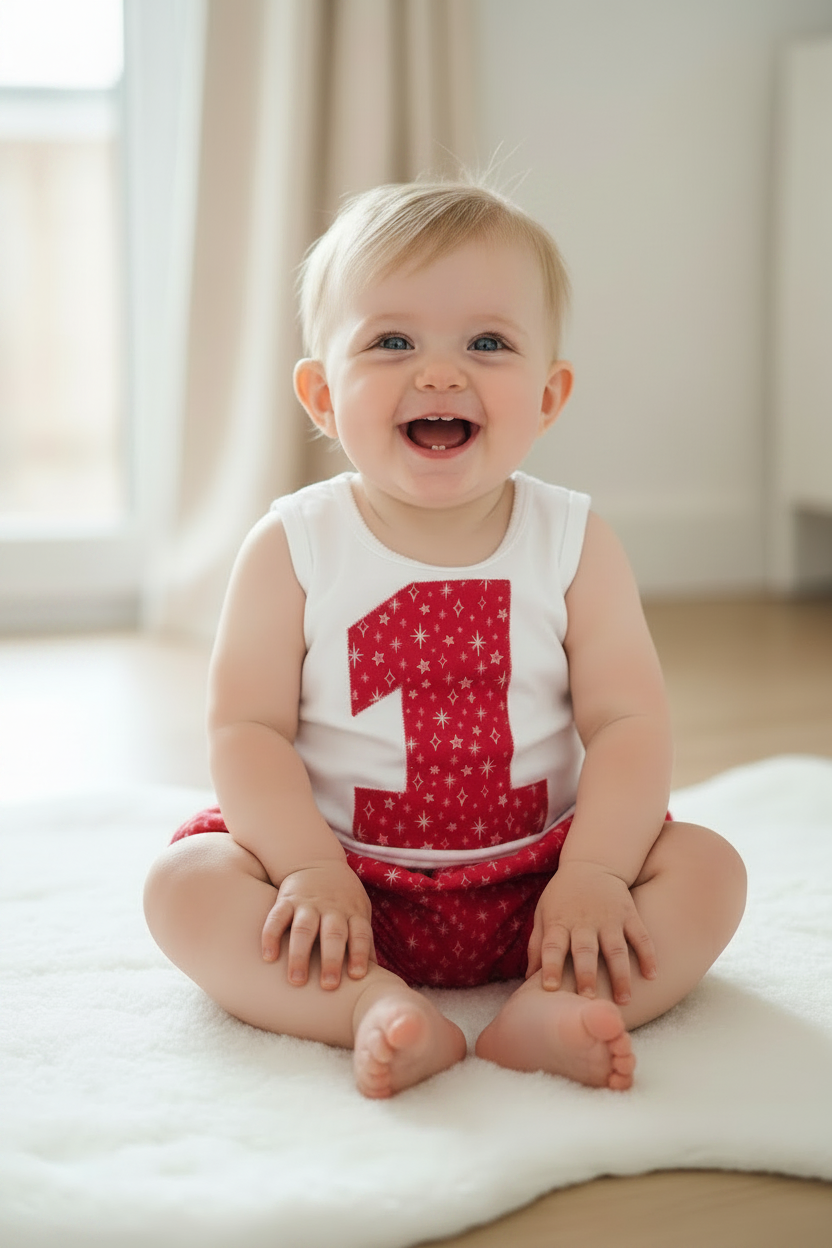 Fuschia Girls 1st Birthday / Cake Smash Outfit, Size 1