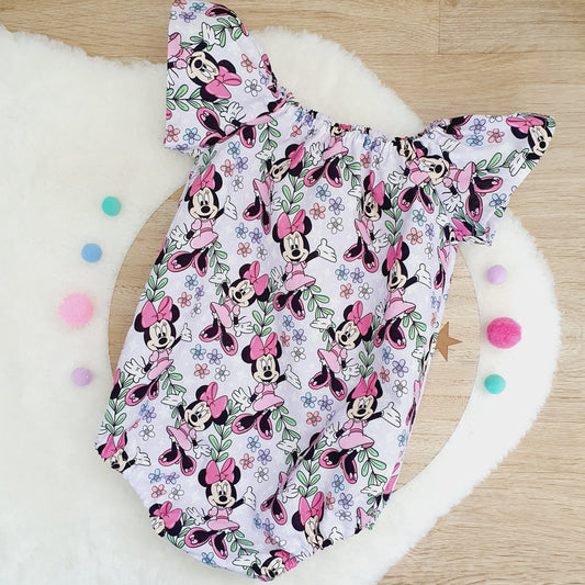 MOUSE print Baby Girl Playsuit, Size 1, 1st Birthday / Cake Smash Outfit