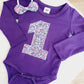 Girls 1st Birthday Long Sleeve Bodysuit &  Headband Set, Size 0